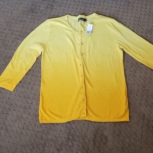NYC yellow button down 2 toned sweater